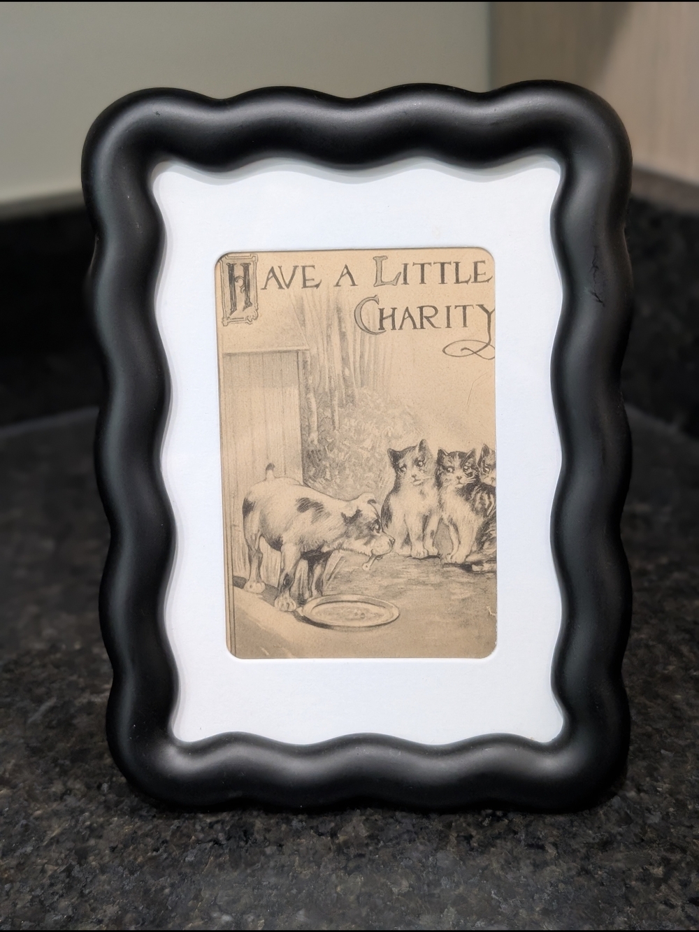 Vintage Postcard In Black Wavy Photo Frame